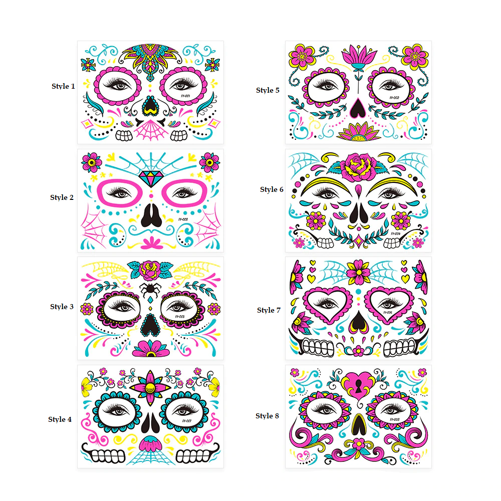 Day of The Dead Glow In The Dark Face Stickers - Festigal