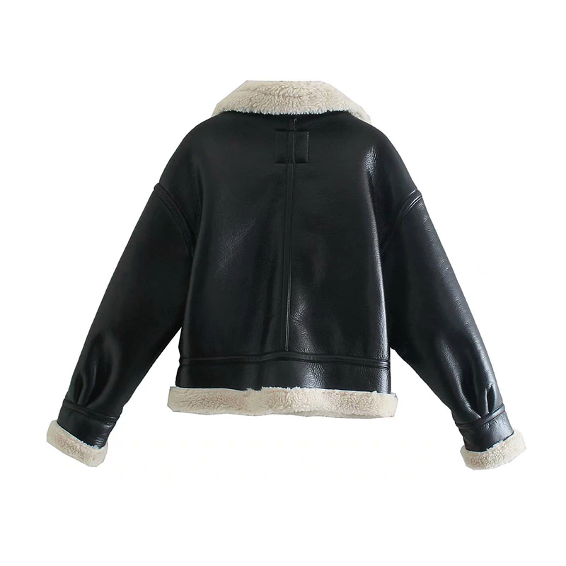 Faux Leather Shearling Jacket - Festigal