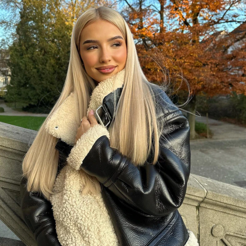 Faux Leather Shearling Jacket - Festigal