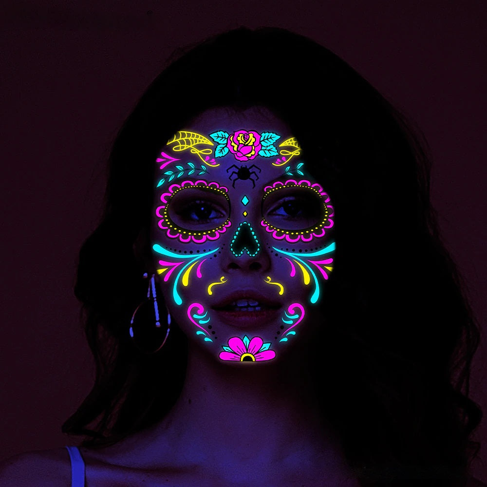 Day of The Dead Glow In The Dark Face Stickers - Festigal