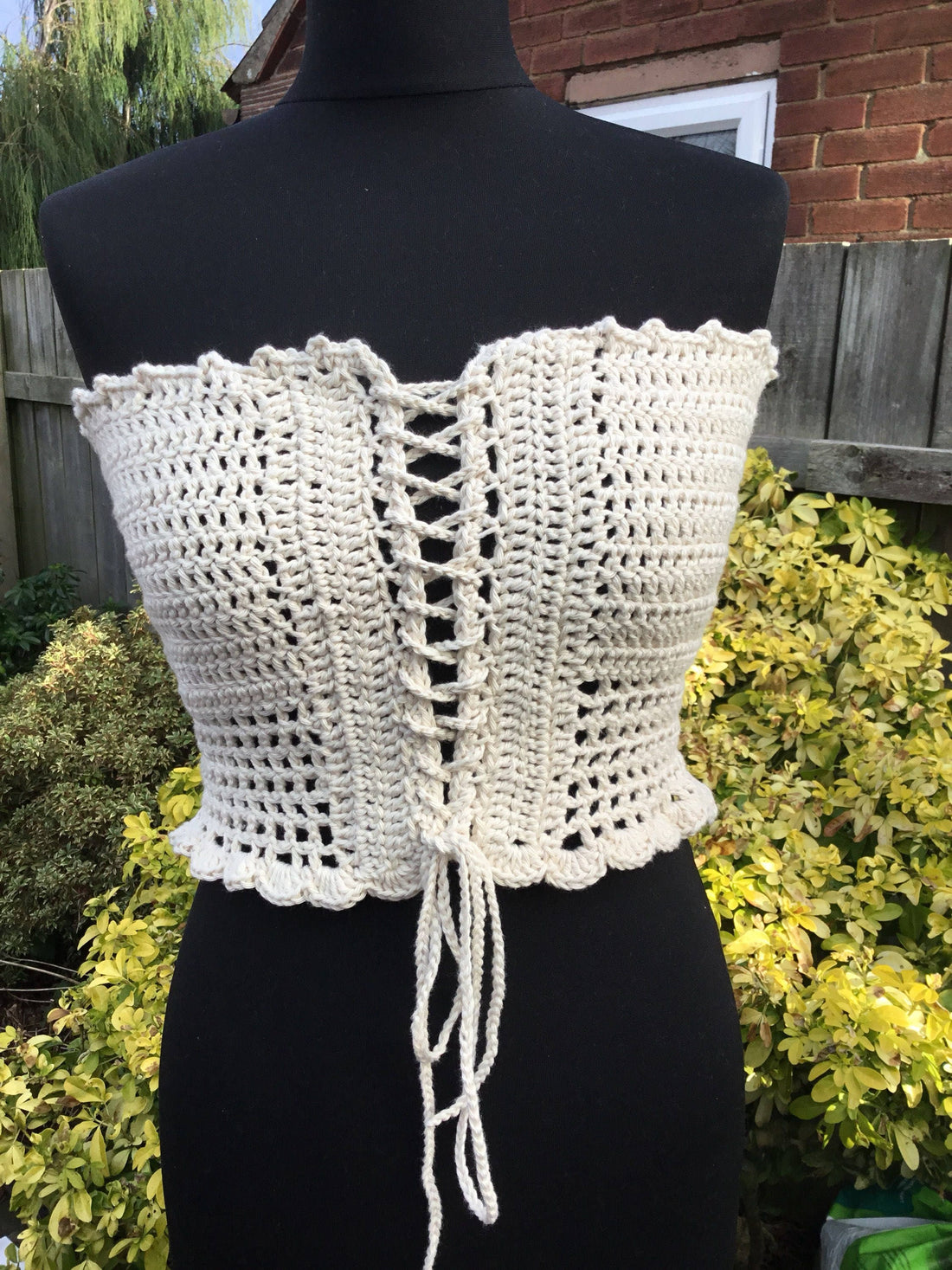 Handmade Crochet Basque Style Tube Top Adjustable Ties - Festigal