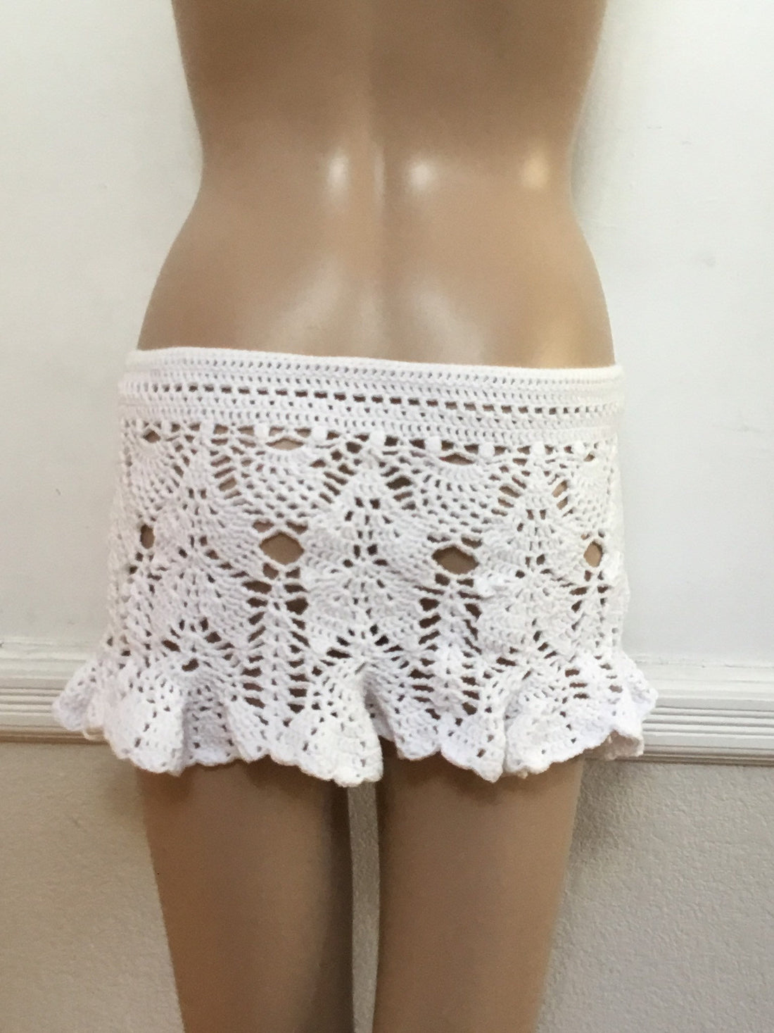 Lacey Crochet Handmade White Cotton Skirt - Festigal