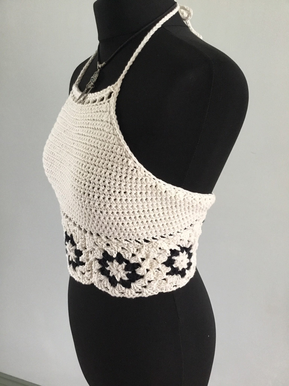 Handmade Crochet Granny Square Festival Halter Top Adjustable Tie Back. - Festigal