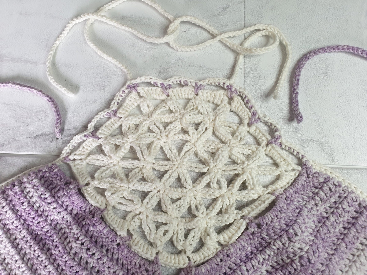 Handmade Crochet Wildflower Insert Adjustable Tie Halterneck - Festigal