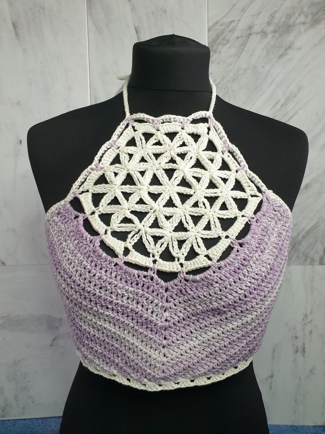 Handmade Crochet Wildflower Insert Adjustable Tie Halterneck - Festigal