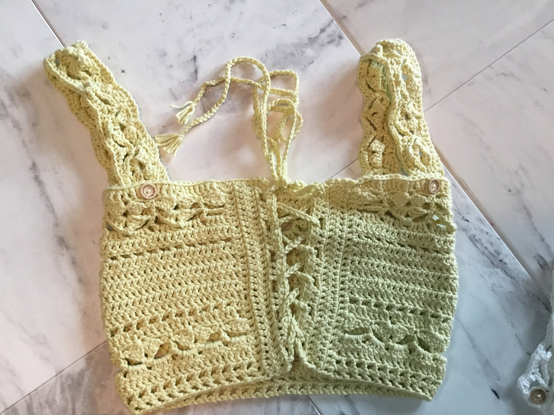 Handmade Crop Tube Top Front Tie Adjustable Removable Straps - Festigal