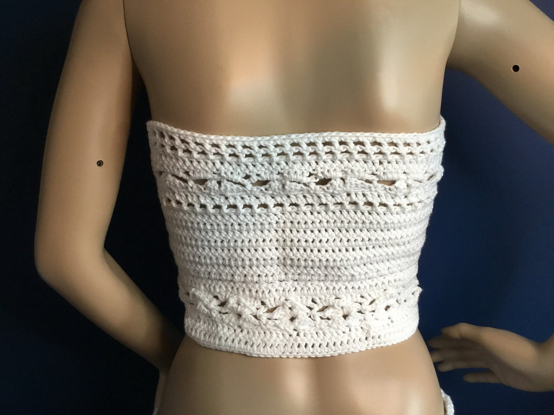 Handmade Crop Tube Top Front Tie Adjustable Removable Straps - Festigal