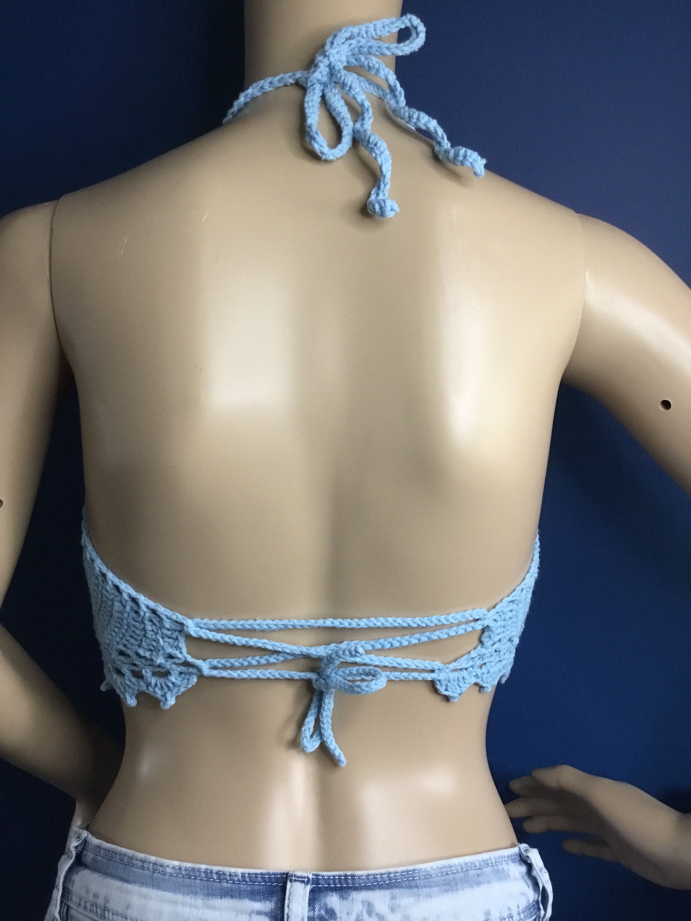 Handmade Crochet Herbal Leaf Halterneck Top - Festigal