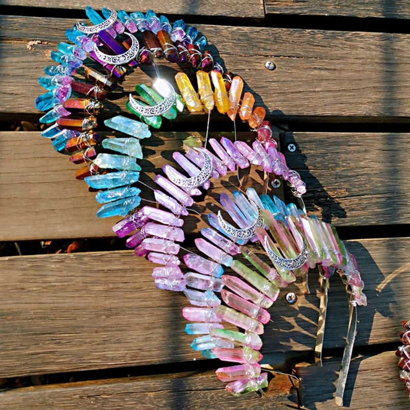 Tiara Rainbow Moon Crystal Headband - Festigal