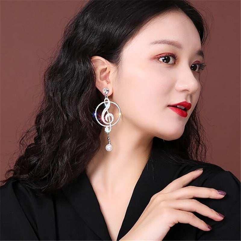 Music Symbol Crystal Drop Earrings - Festigal