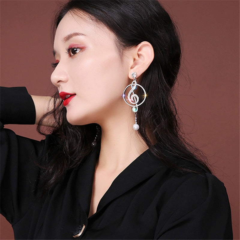 Music Symbol Crystal Drop Earrings - Festigal