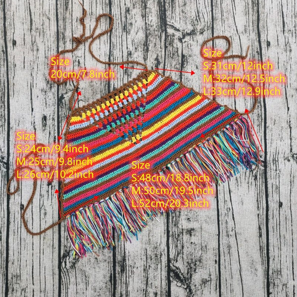 Handmade Crochet Striped Halterneck Top - Festigal