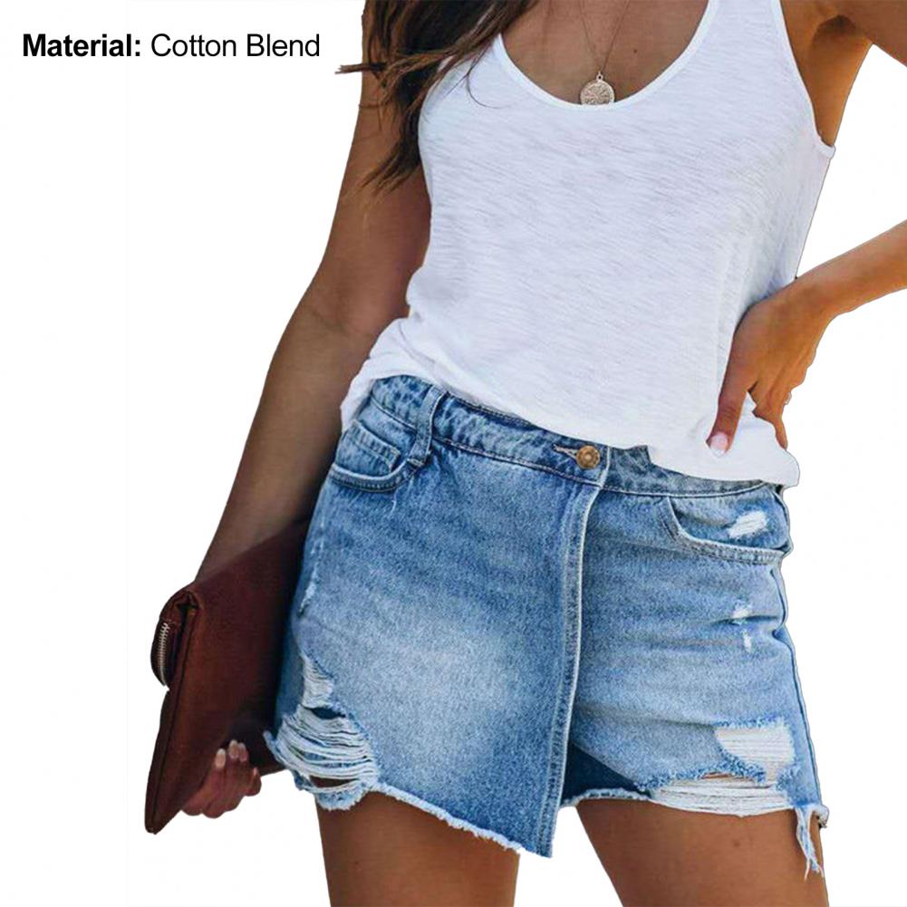 Asymmetrical Denim Shorts - Festigal