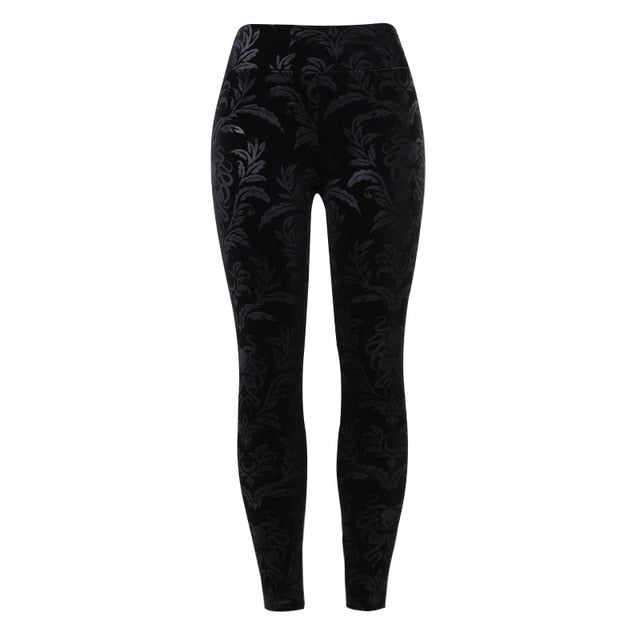 Gothic Bodycon Black Embossed Pants - Festigal