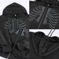 Y2K Rhinestone Skeleton Oversized Sweatshirt - Festigal