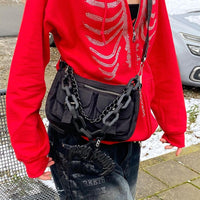 Y2K Rhinestone Skeleton Oversized Sweatshirt - Festigal