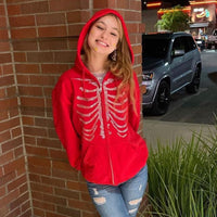 Y2K Rhinestone Skeleton Oversized Sweatshirt - Festigal