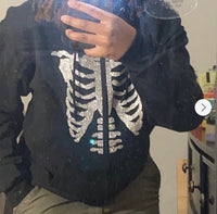 Y2K Rhinestone Skeleton Oversized Sweatshirt - Festigal