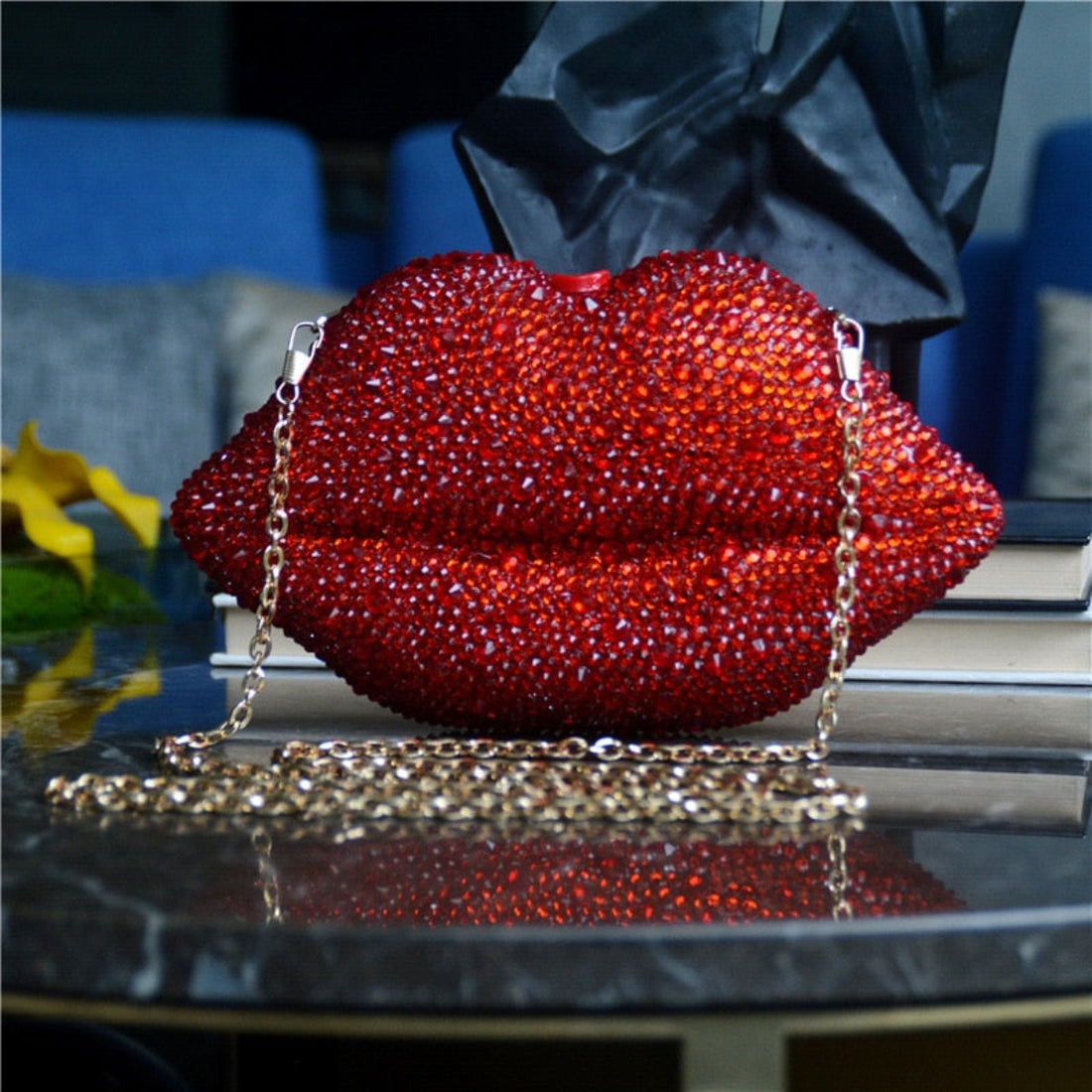 Sequin Red Lip Clutch Bag - Festigal
