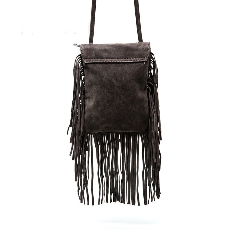 Fringe and Feather Tasselled Shoulder Bag - Festigal