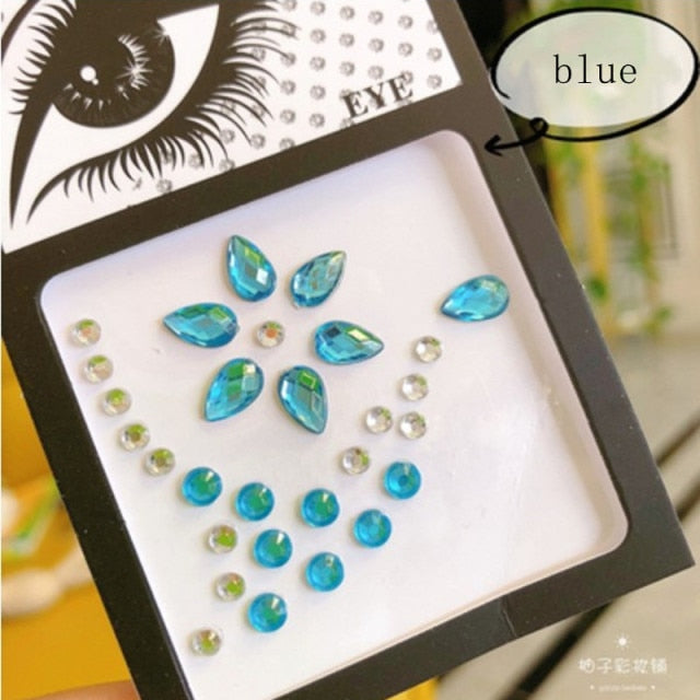 Sparkling Rhinestone Facial Art Stickers - Festigal