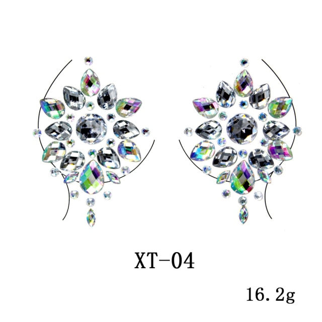 Sparkling Rhinestone Facial Art Stickers - Festigal