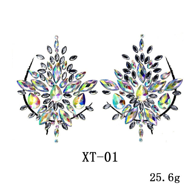 Sparkling Rhinestone Facial Art Stickers - Festigal