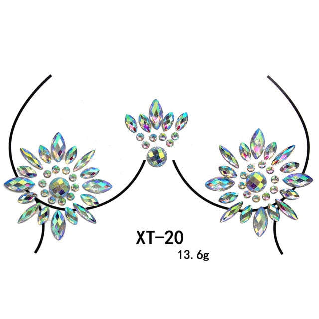 Sparkling Rhinestone Facial Art Stickers - Festigal
