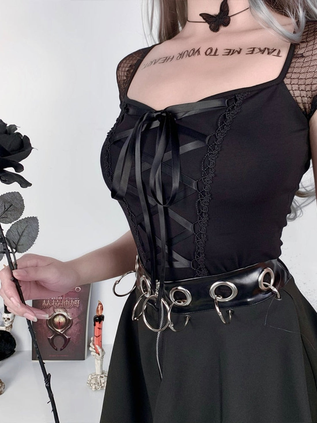 Gothic Corset Style Lace Up Top - Festigal