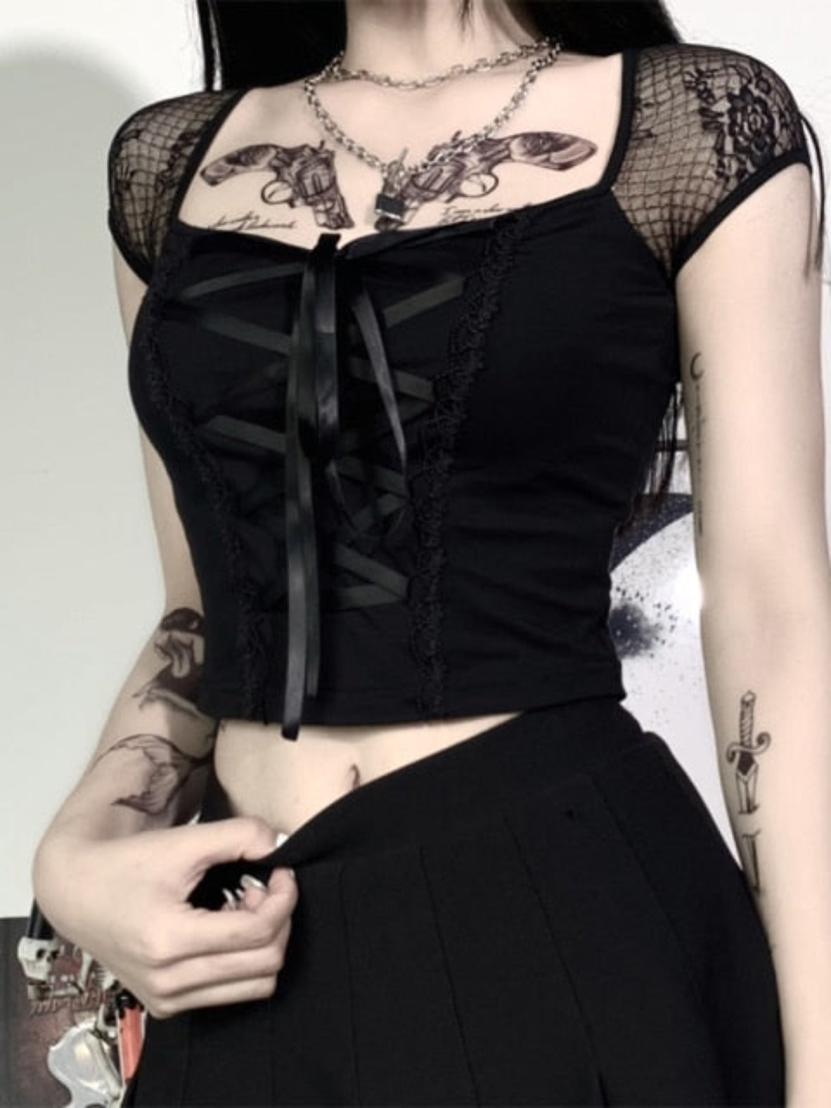 Gothic Corset Style Lace Up Top - Festigal