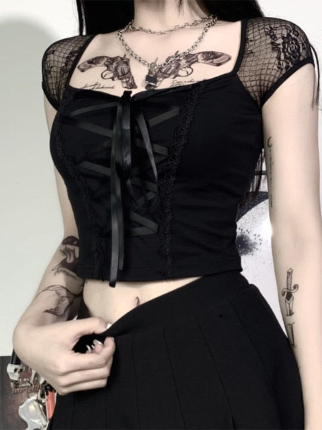 Gothic Corset Style Lace Up Top - Festigal