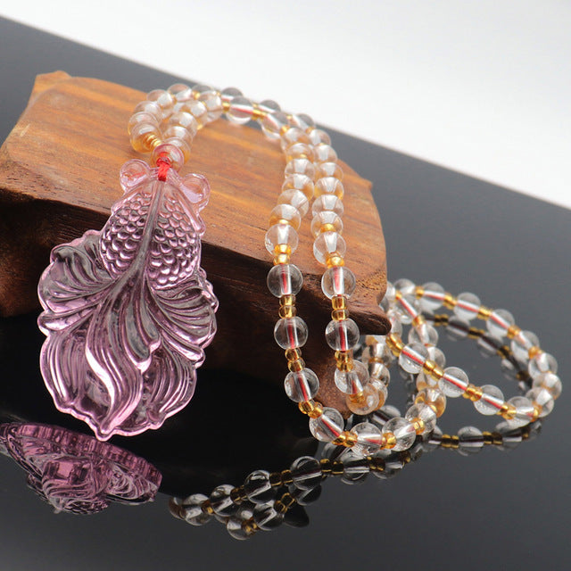 Fluorite Stone Fish Necklace - Festigal