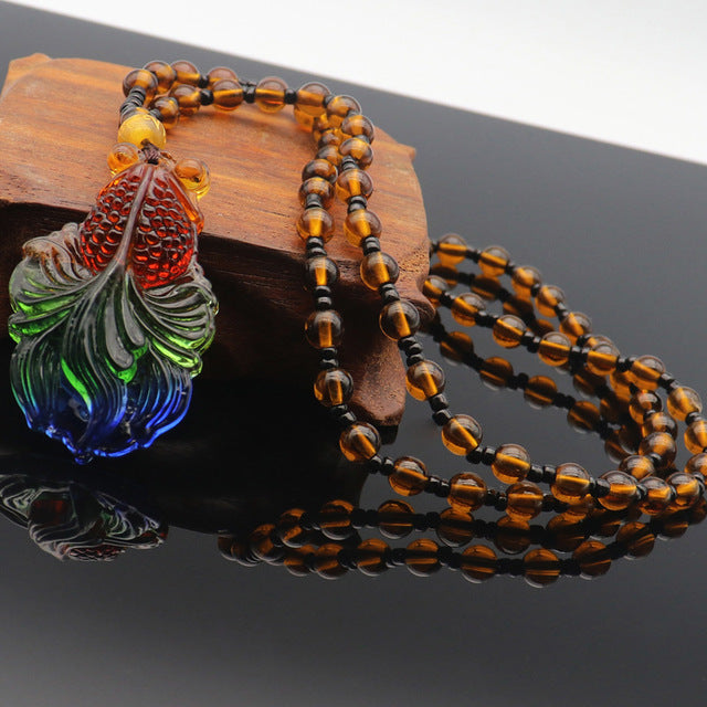 Fluorite Stone Fish Necklace - Festigal